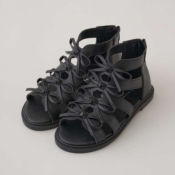 Ribbon Deco Sandals,Black, medium image number 0