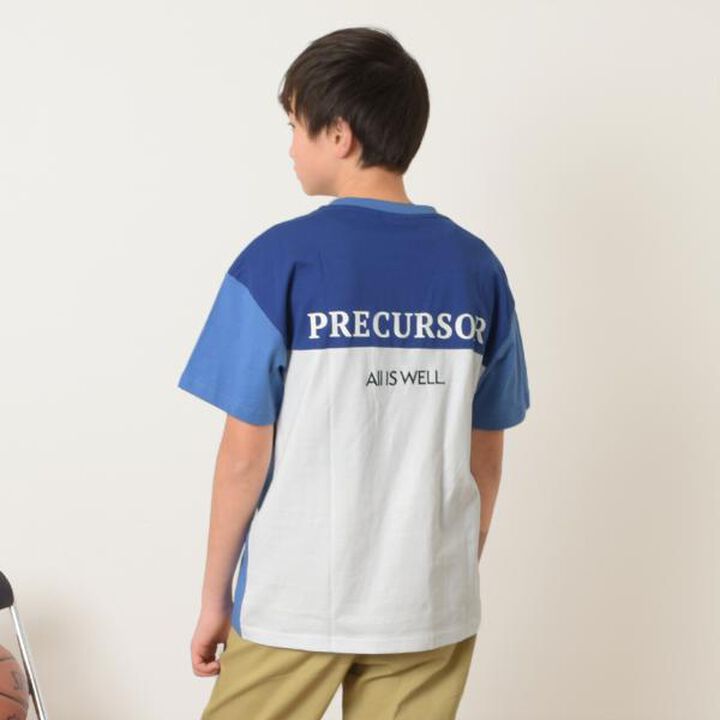 Color Block Logo Print Short Sleeve T-Shirt,Light blue, medium image number 0