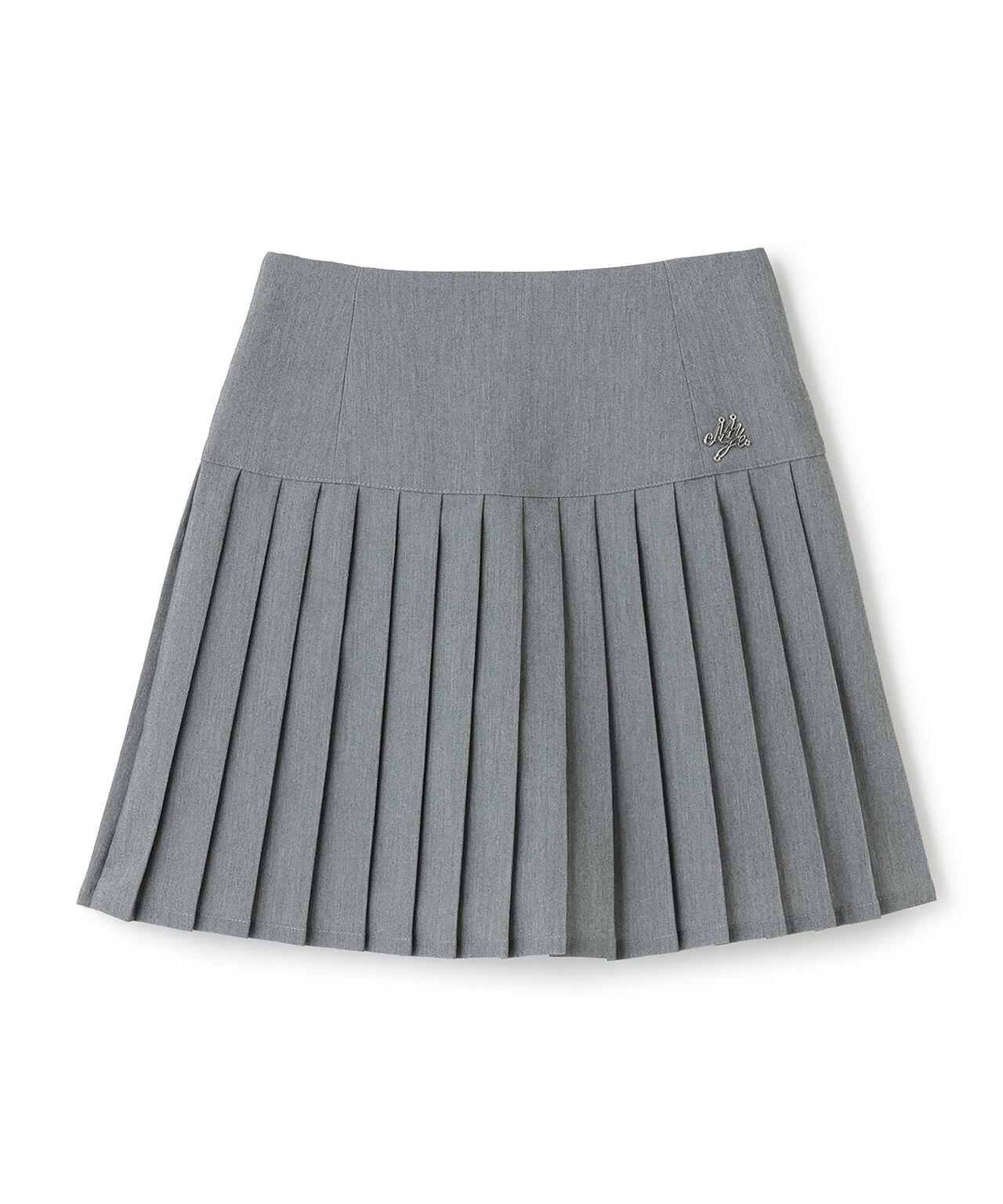 Logo Plate Pleated Skirt [Korean Fashion],Gray, large image number 7