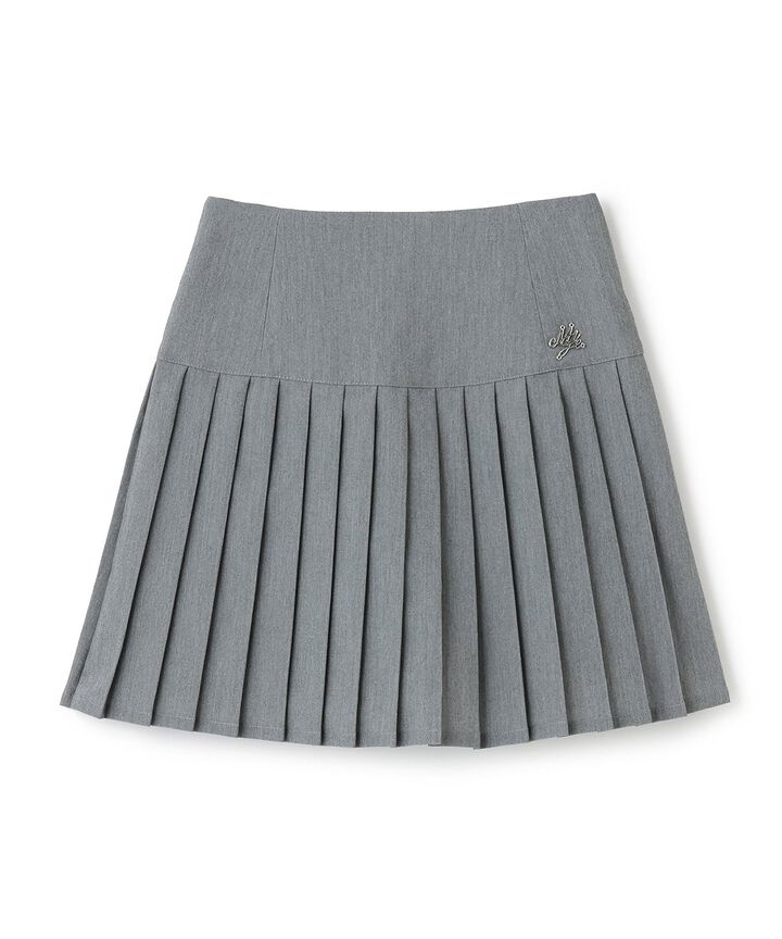 Logo Plate Pleated Skirt [Korean Fashion],Gray, medium image number 7