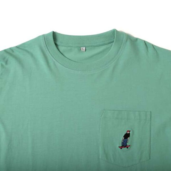 Embroidered Pocket Bob Layered Hem Long-Sleeve T-Shirt,Black, medium image number 1