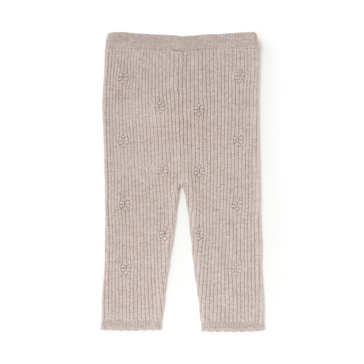 Knit Flower Leggings,Mocha tea, medium image number 1