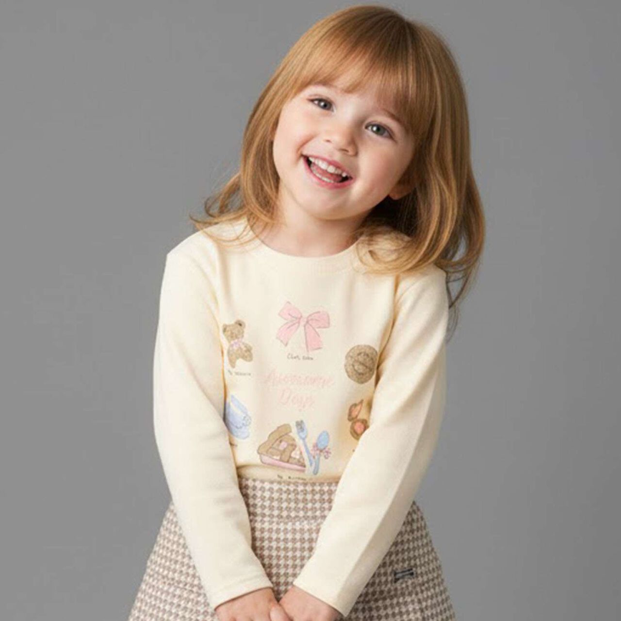 Sweets Motif Fleece Pullover,Ivory, large image number 0