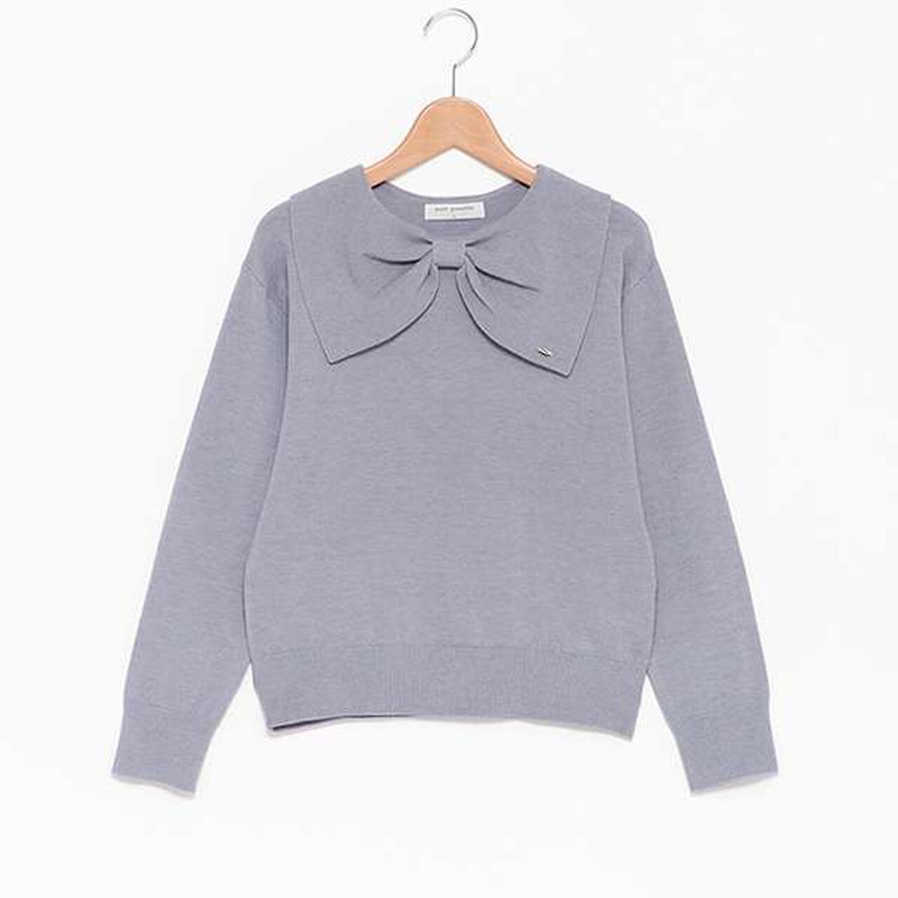 Ribbon Collar Knit,Black, large image number 7