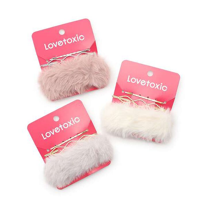 Faux Fur Hair Clip,Gray, medium image number 3