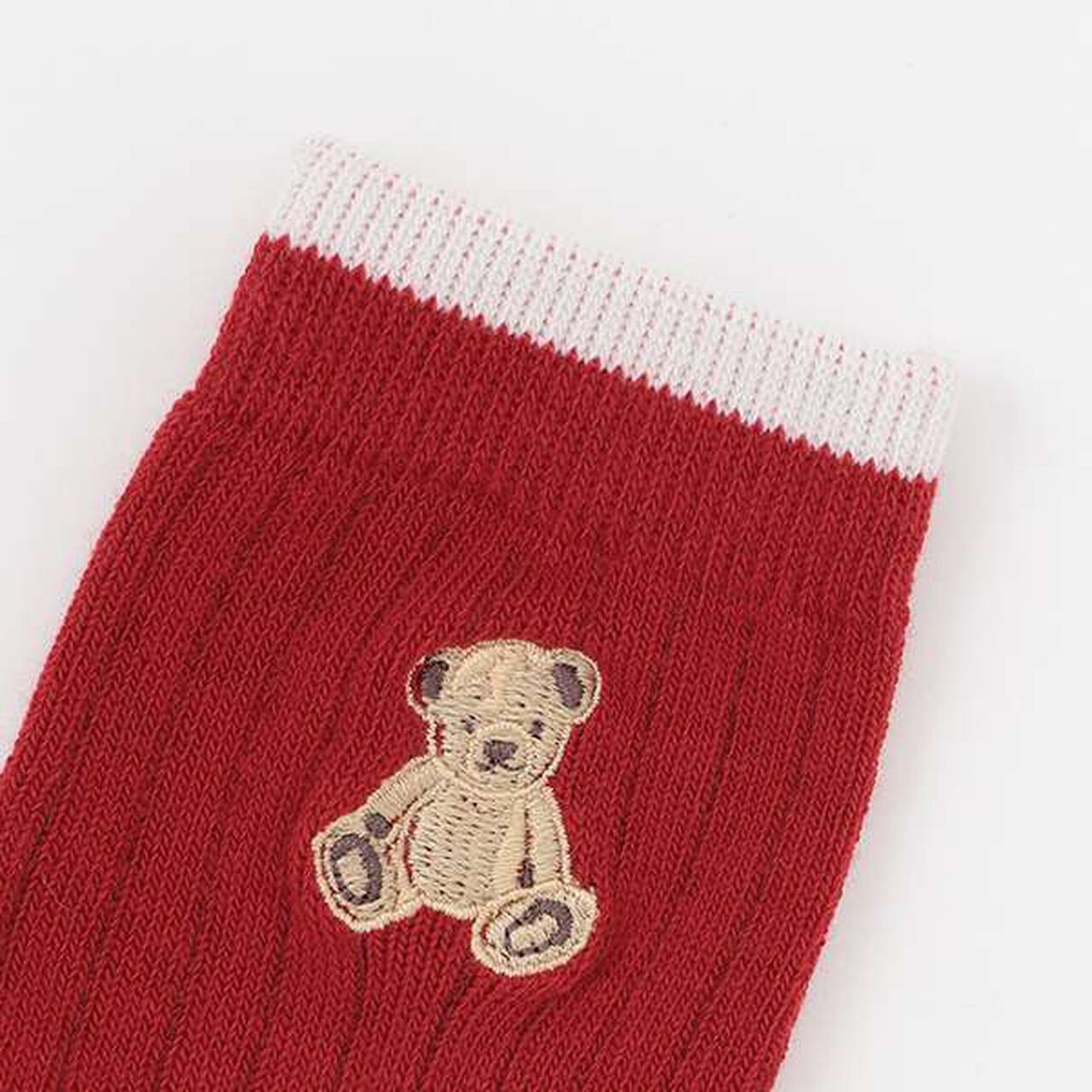 Bear & Star Crew Socks 2P,Pearl white, large image number 1