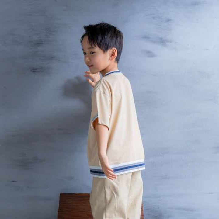 Uniform-Style Short-Sleeve Pullover,Beige, medium image number 5