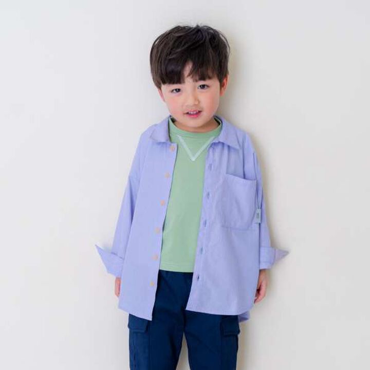 Drop Shoulder Pattern Long-Sleeve Shirt,Navy, medium image number 16