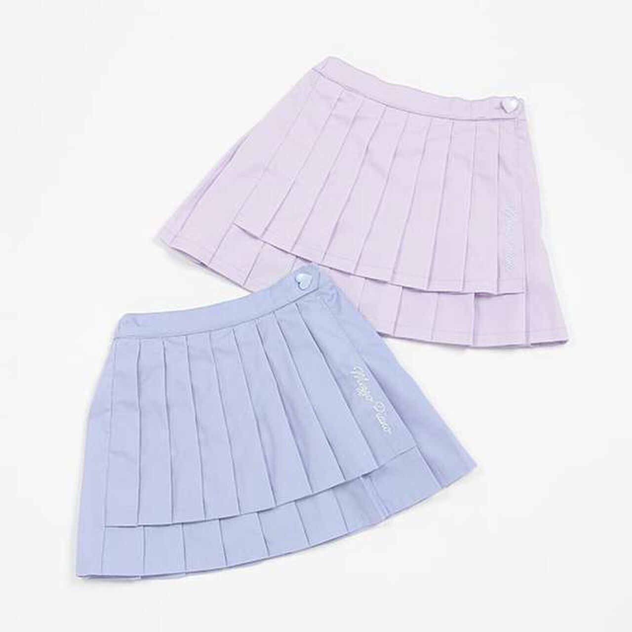2-Tier Pleated Wrap Skirt Shorts,Blue, large image number 2