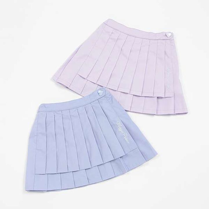 2-Tier Pleated Wrap Skirt Shorts,Blue, medium image number 2