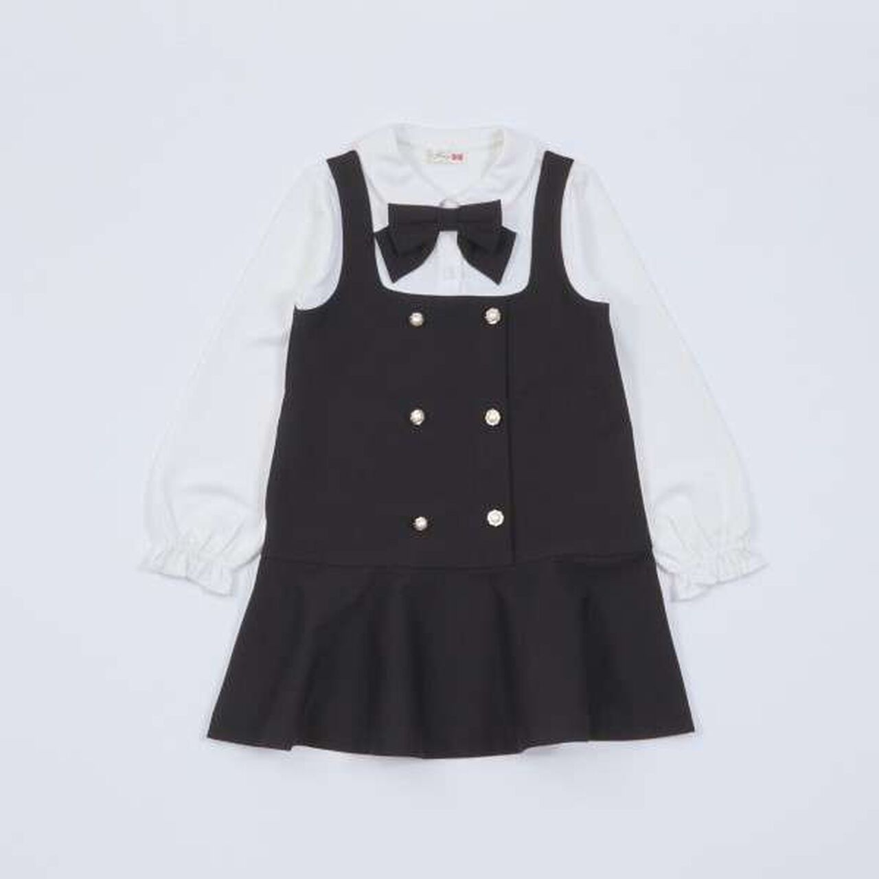 KP Layered One-Piece Dress with Ribbon [100-140],Beige, large image number 1