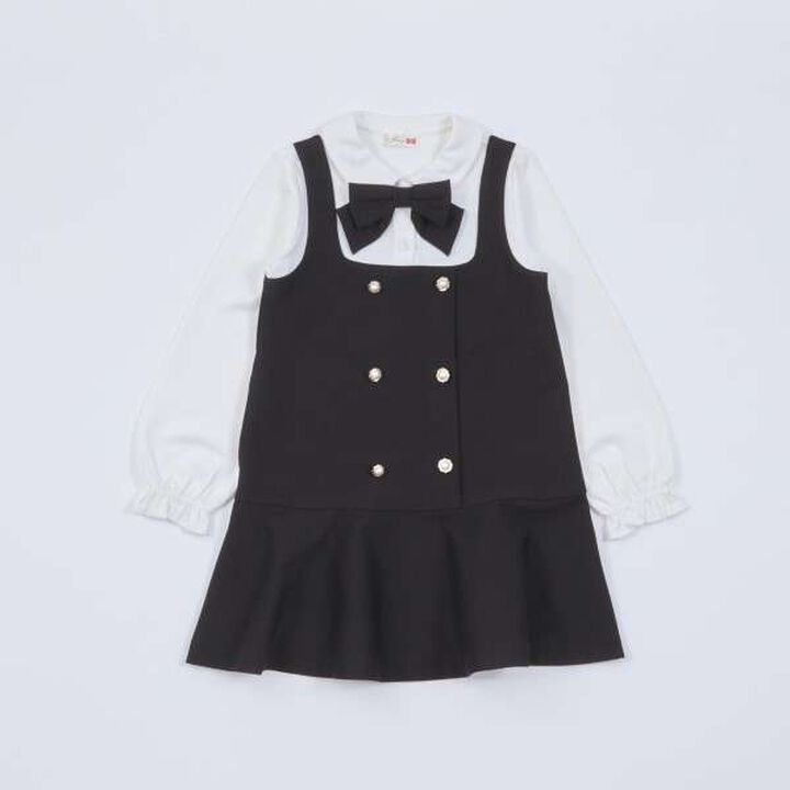 KP Layered One-Piece Dress with Ribbon [100-140],Beige, medium image number 1