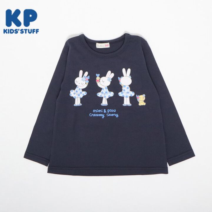 KP Ice Rabbit Print Long-Sleeve T-Shirt [100-160],Navy, medium image number 0