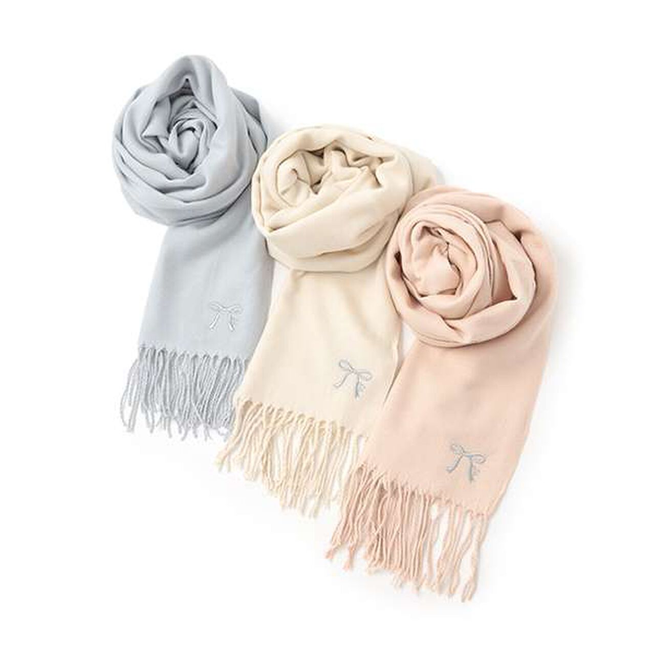 Ribbon Embroidered Scarf,Ivory, large image number 4