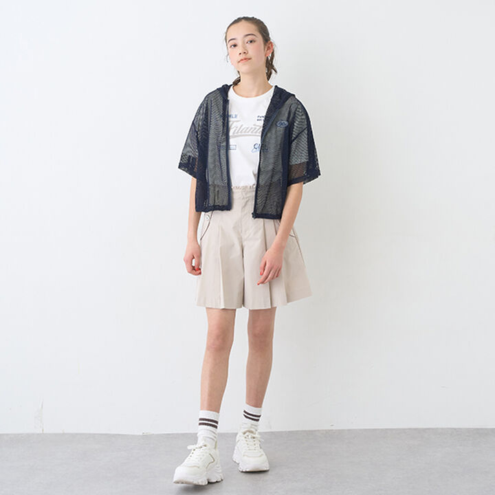 Mesh Short-Sleeve Logo Parka T-Shirt Set,Off white, medium image number 26