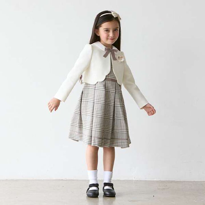 Check OP + Scallop Trim Jacket Set,Beige, medium image number 12