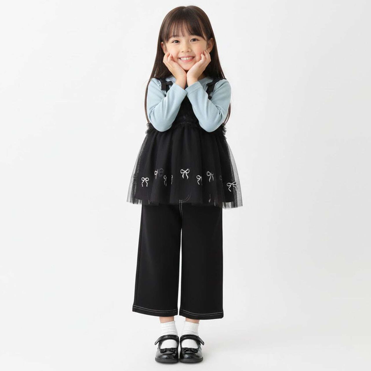 Ribbon Embroidery Tulle Docking Tunic,Charcoal gray, large image number 10