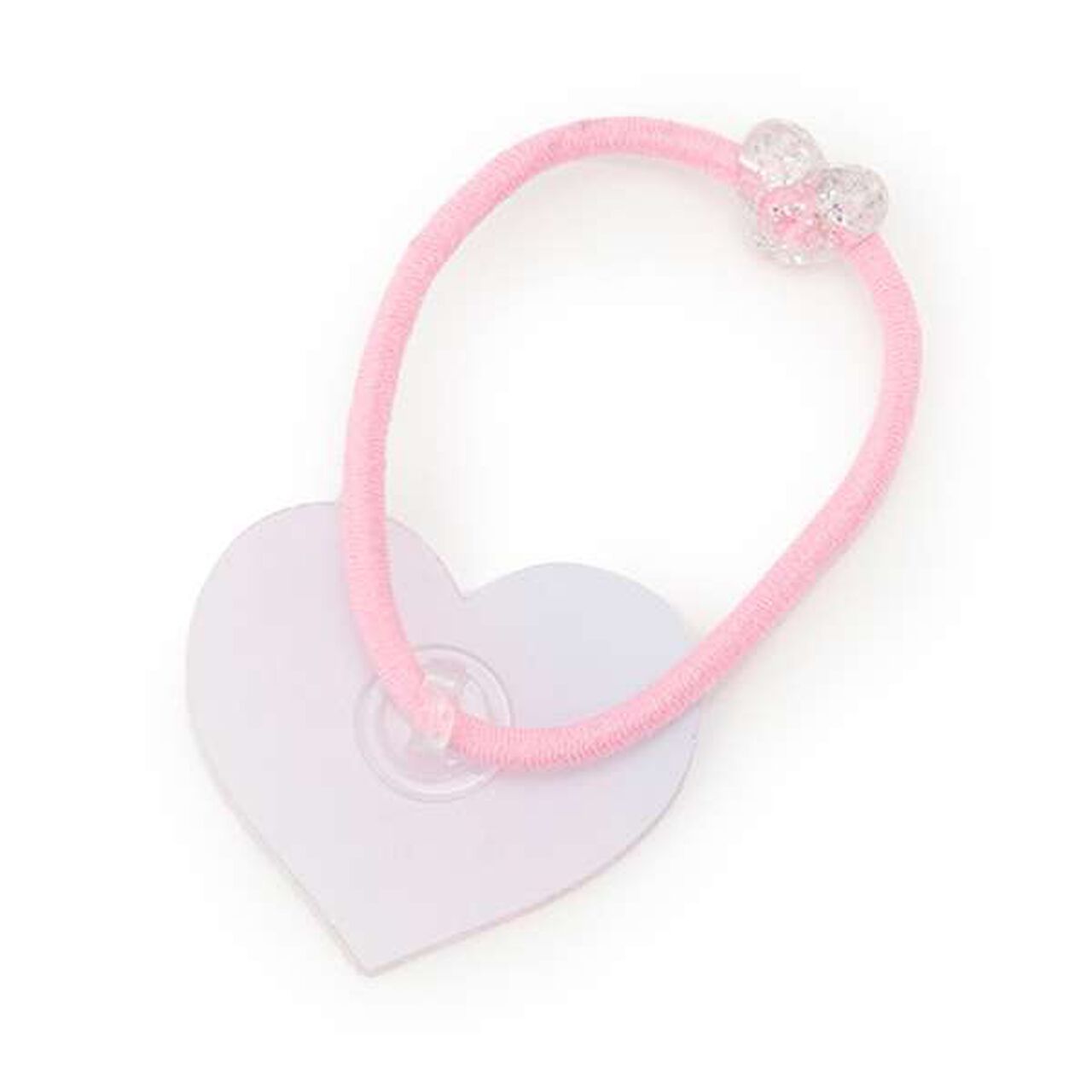 25th Anniversary Sparkling Heart Logo Hair Ponytail Holder,Pink, large image number 1