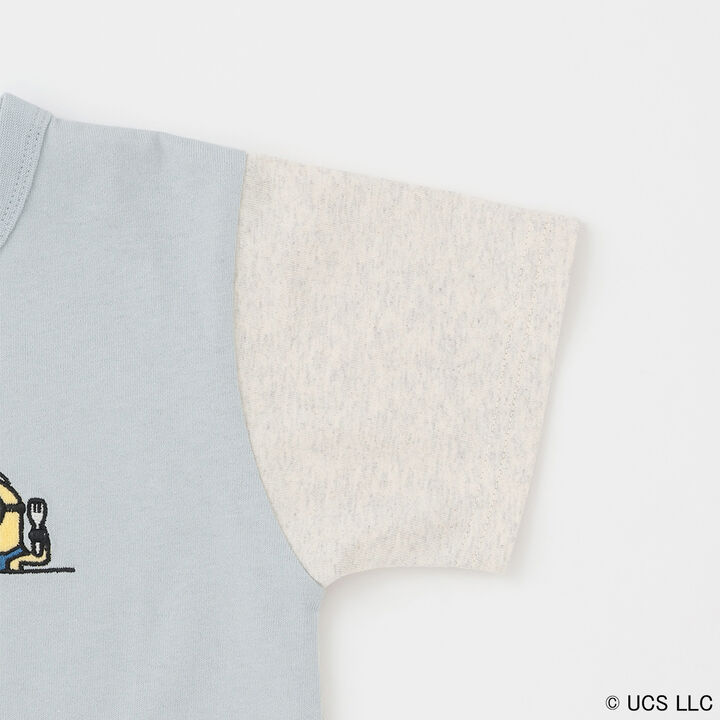 [Minion] Short Sleeve T-Shirt with Woven Fabric Panels,Navy, medium image number 12