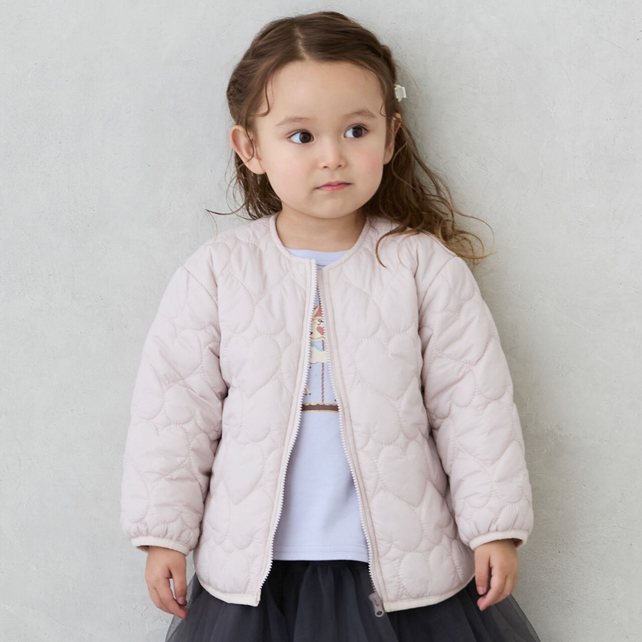 Link Heart Quilted Jacket,Light pink, large image number 0
