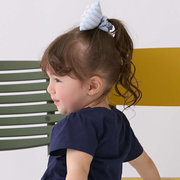 Big Ribbon Hair Tie,Sax blue, medium image number 1