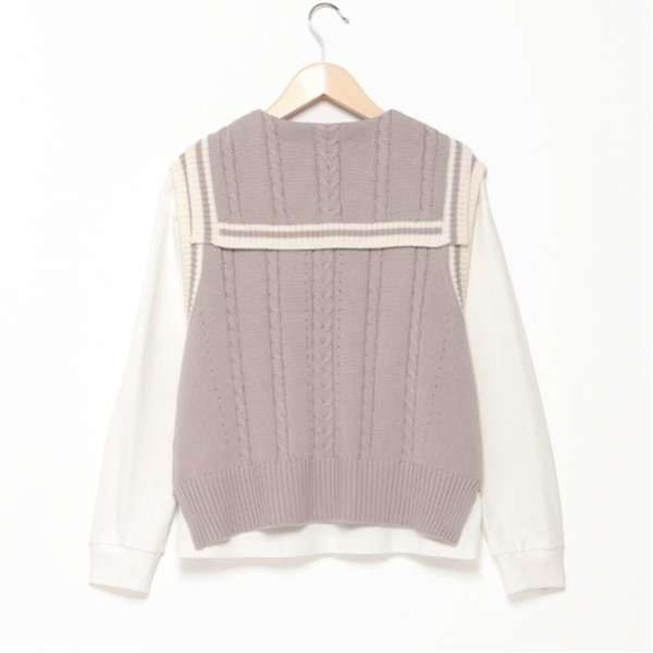 Sailor Knitwear Vest & T-Shirt Set,Gray, large image number 1