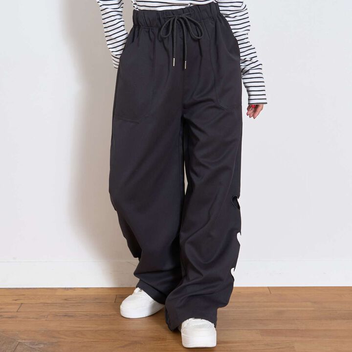 Cut-Out Motif Pants,Black, medium image number 0