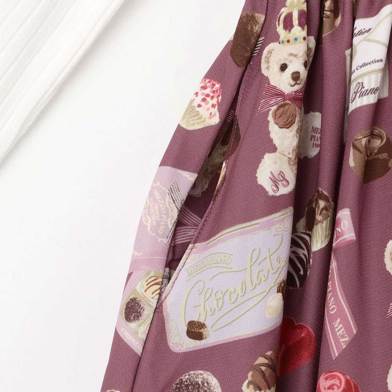 [Restock] Bonbon Chocolate Pattern Docking Dress,Deep red, large image number 5