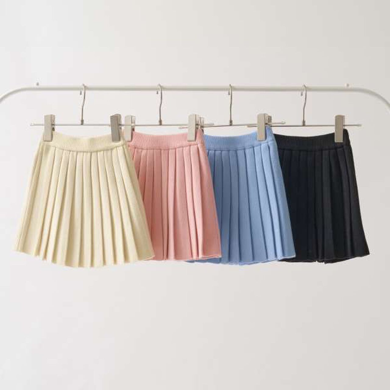 Knit Pleated Skirt,Pink, large image number 1
