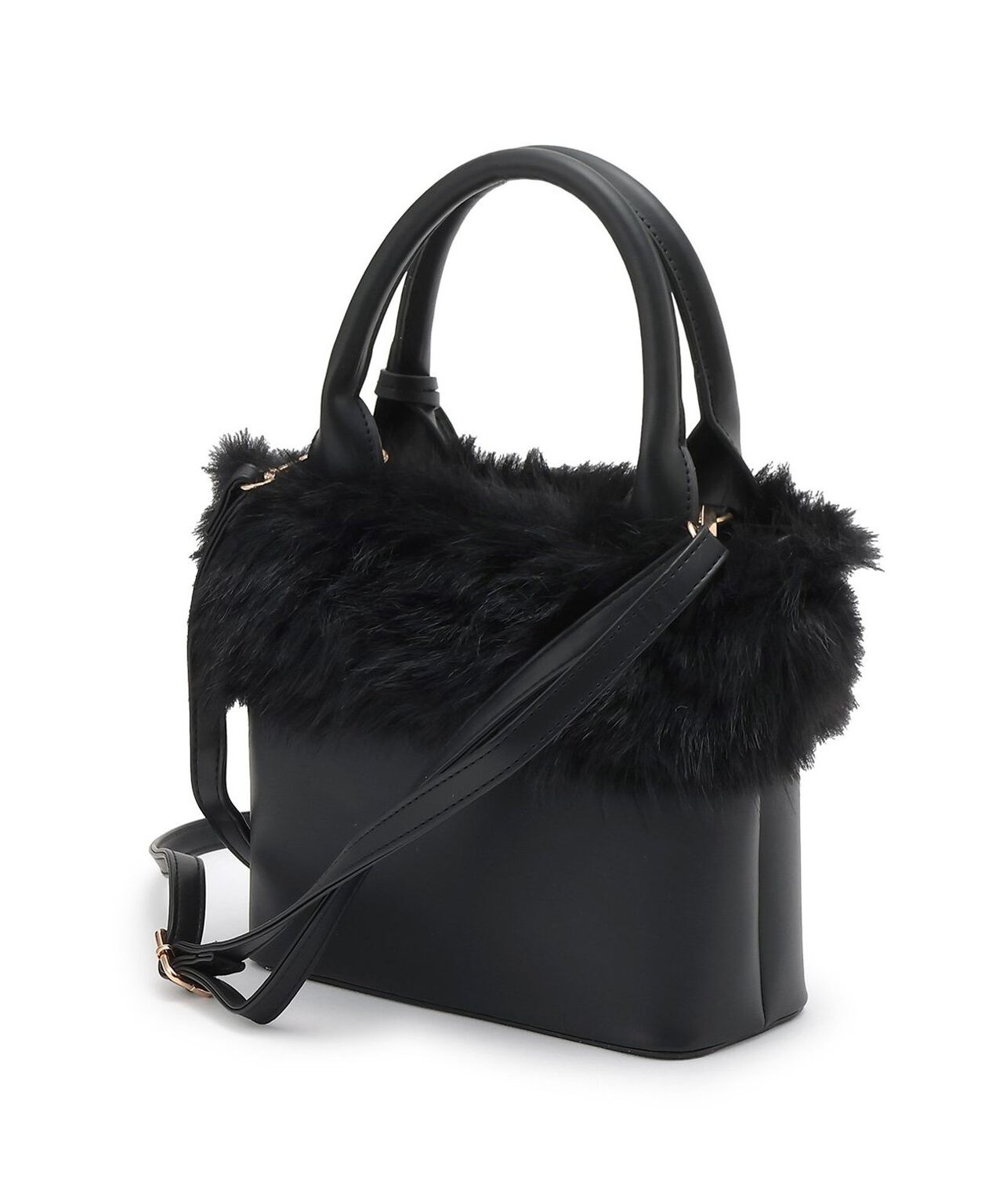 Faux Fur 2 WAY Bag,Black, large image number 4