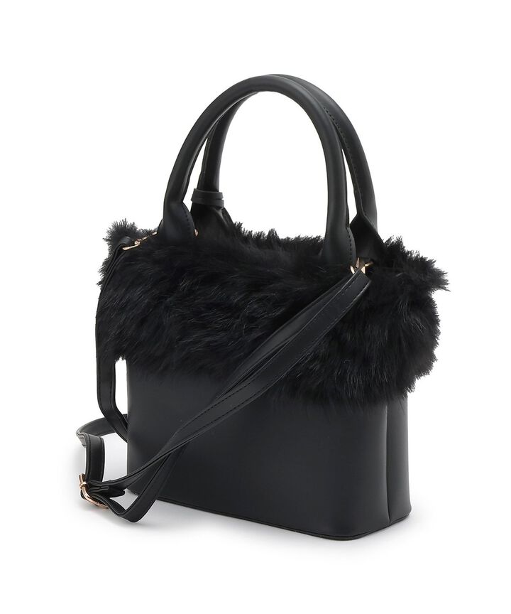 Faux Fur 2 WAY Bag,Black, medium image number 4