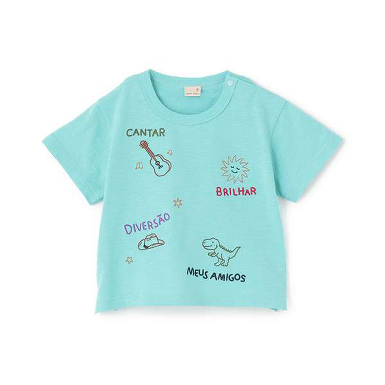 [Cool Touch] Motif Logo Embroidery Short Sleeve T-Shirt,Turquoise, large image number 0