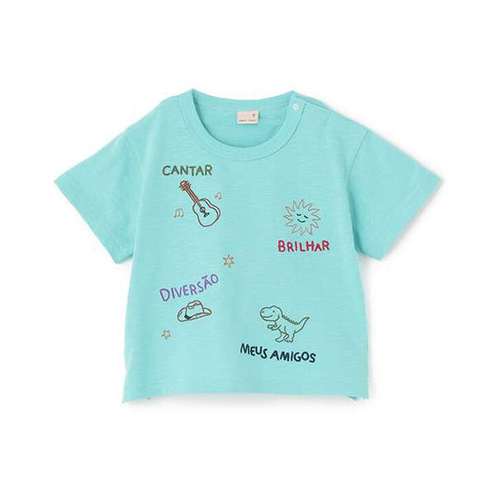[Cool Touch] Motif Logo Embroidery Short Sleeve T-Shirt,Turquoise, medium image number 0