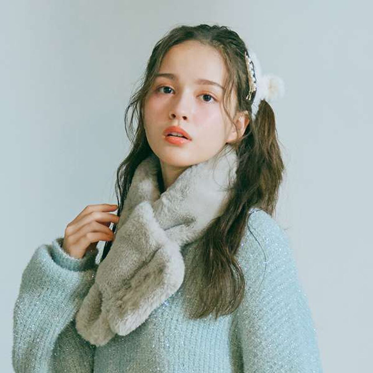 Faux Fur Scarf,Pink, large image number 19