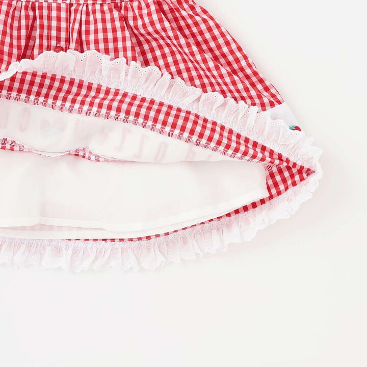 Gingham Check One-Piece Dress with Hem Logo Embroidery,Sax blue, medium image number 5