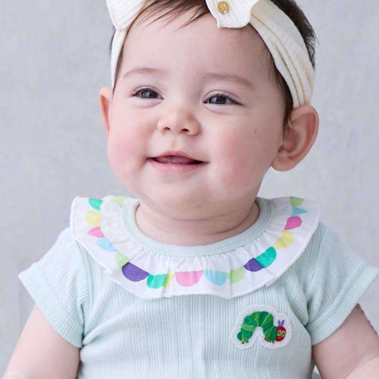 [Hungry Caterpillar] Frilled Collar Romper,Off white, large image number 2