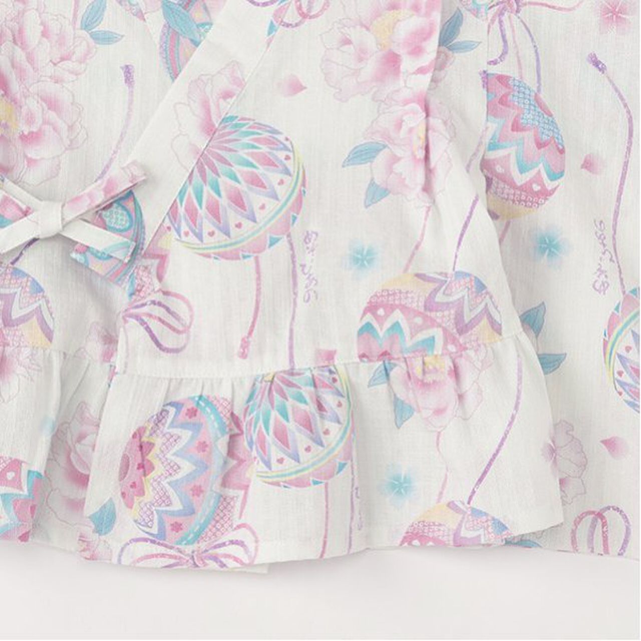 Temari Flower Pattern Yukata Dress,Off white, large image number 11