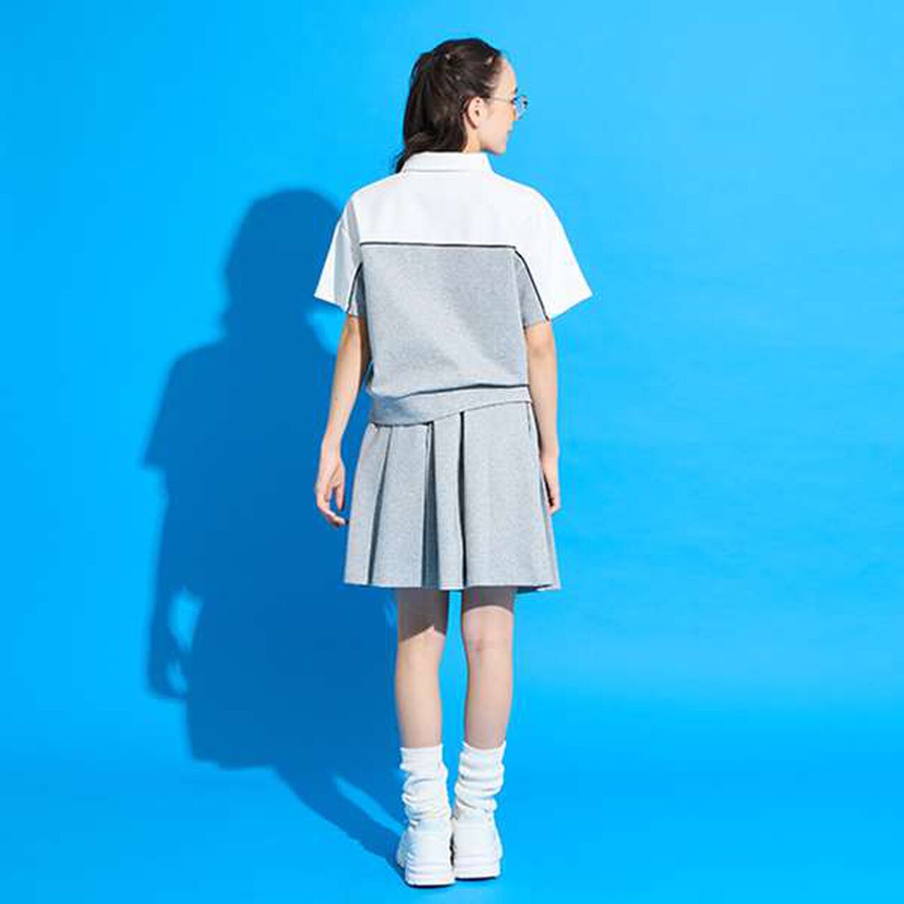 [AMI] Color Block Half-Zip Outfit Set,Top gray, large image number 16