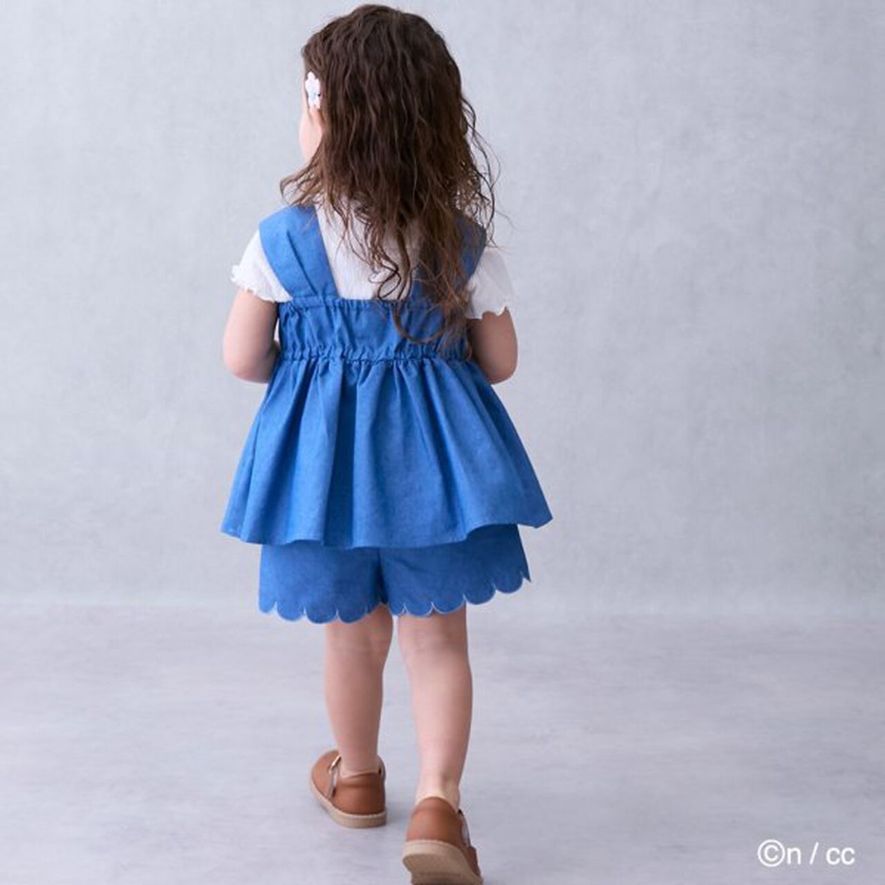 [Chikawa] Embroidered Peplum Blouse,Sax blue, large image number 2