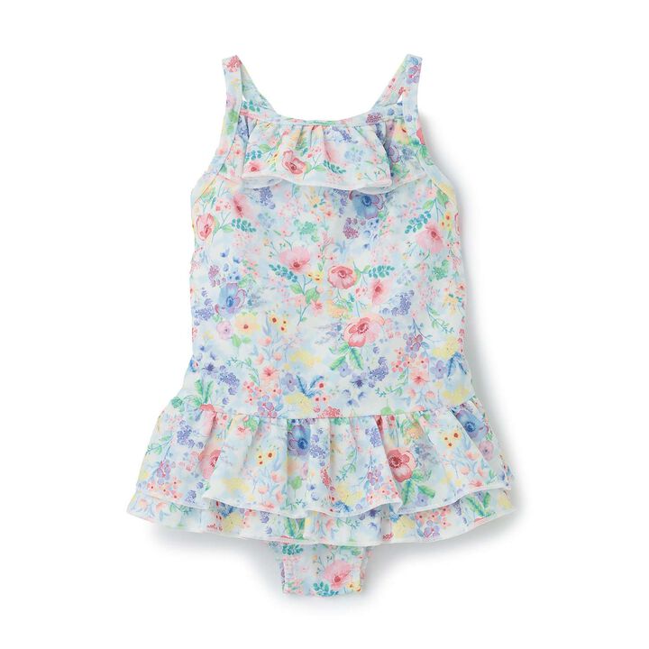 [SWIM] Girls' Floral Pattern One-Piece Swimwear [UV Protection],Pink, medium image number 1
