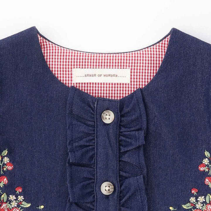 Wild Strawberry Embroidery Jumper Skirt,Navy, medium image number 2