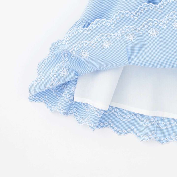[Restocked] Cutwork Gingham Docking Dress,Sax blue, medium image number 7