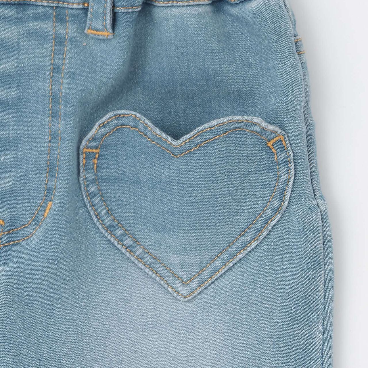 Beautiful Silhouette Stretch Heart Pocket Flare Denim Pants,Blue, large image number 6
