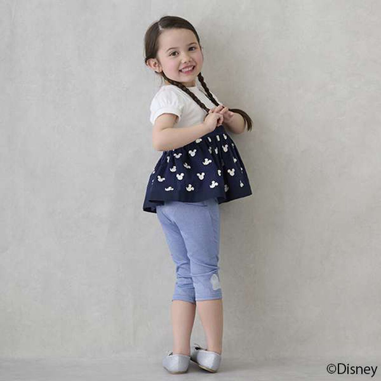 [Disney] Side Ribbon 7/8 Length Leggings,Sax blue, large image number 2