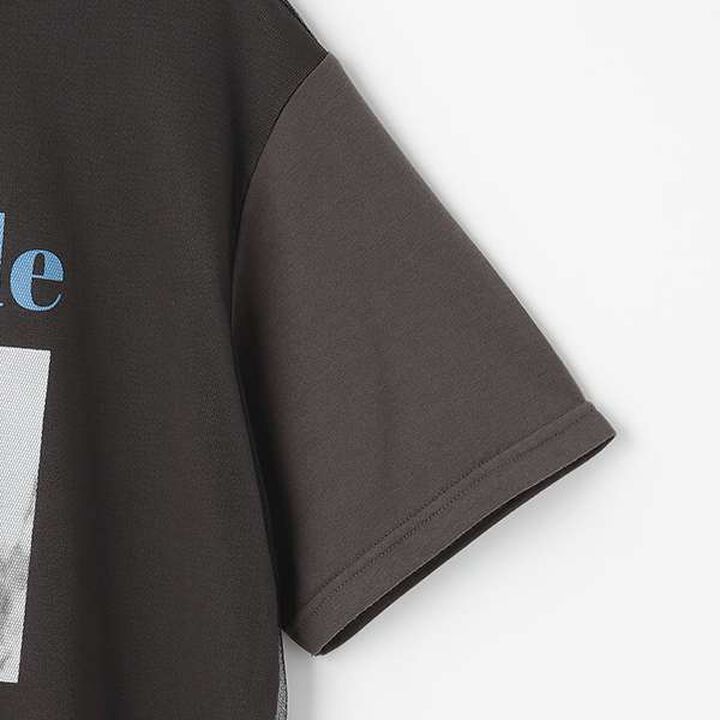 Tulle Layered T-shirt,Charcoal gray, medium image number 7