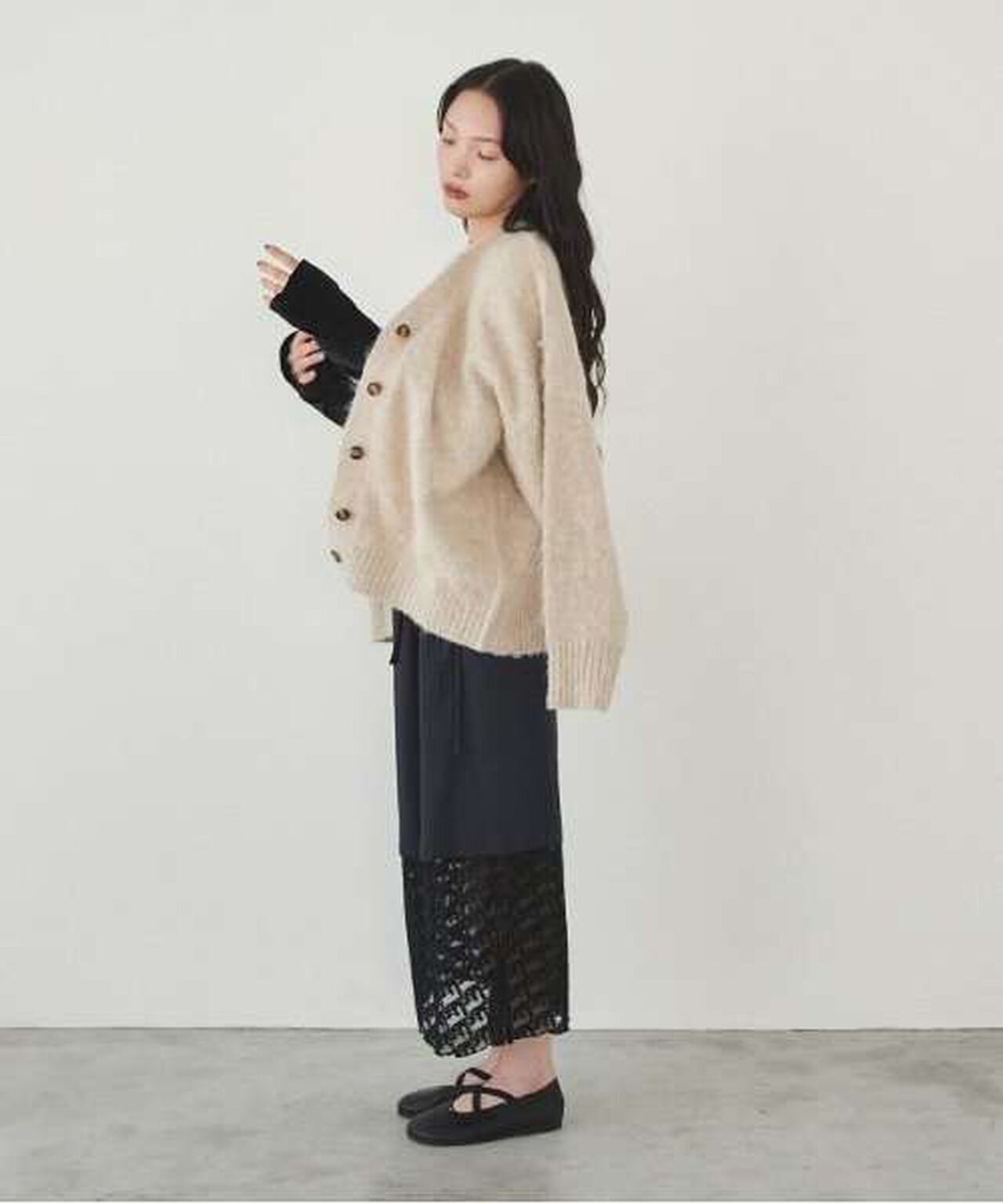 Knit Cardigan,Beige, large image number 12