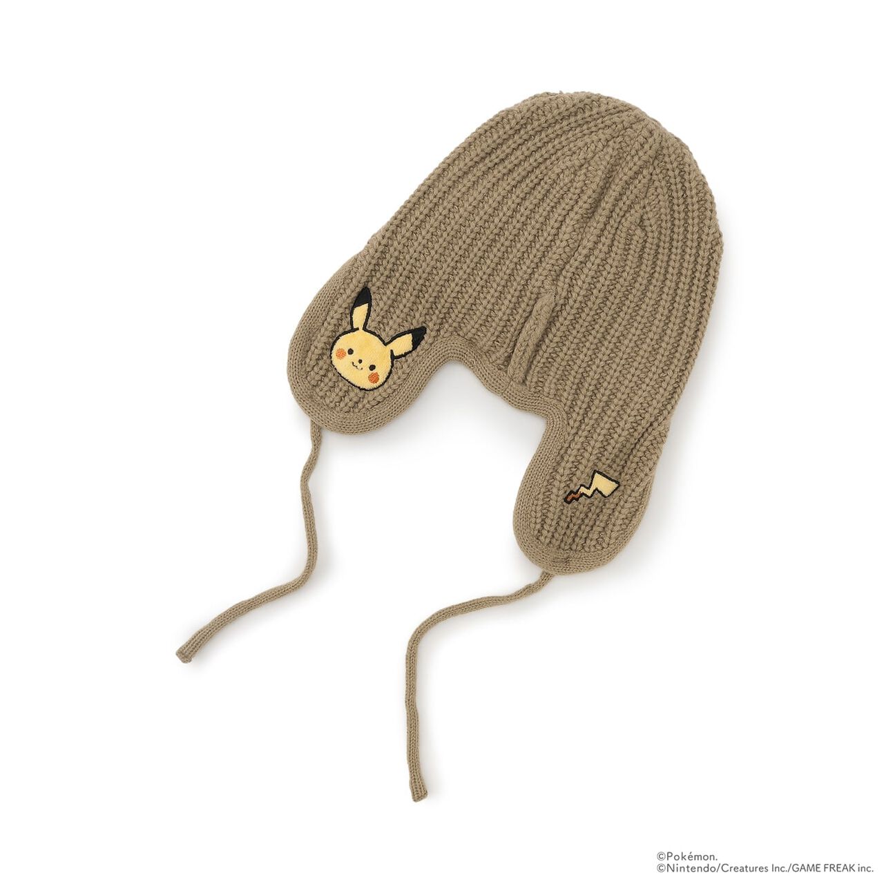 [Monpoke] Knit Beanie with Ear Flaps,Charcoal gray, large image number 1
