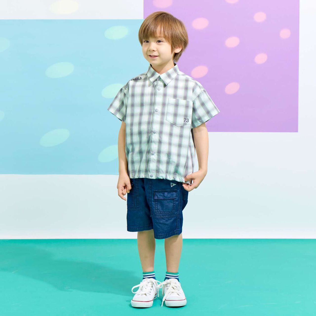 [Cool-Touch Denim] Half Pants,Blue, large image number 14