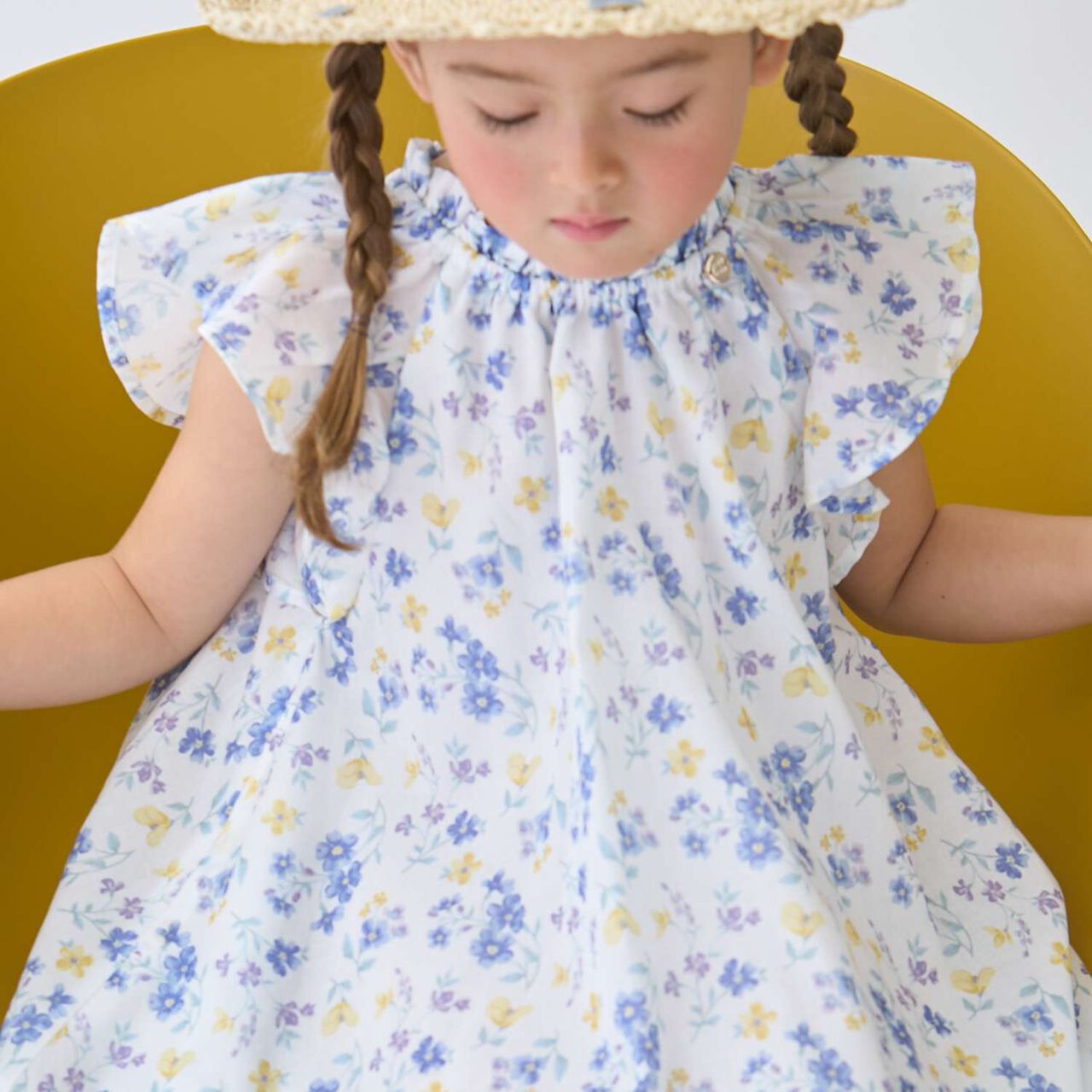 Link Floral Pattern A-Line One-Piece Dress,Blue, large image number 1