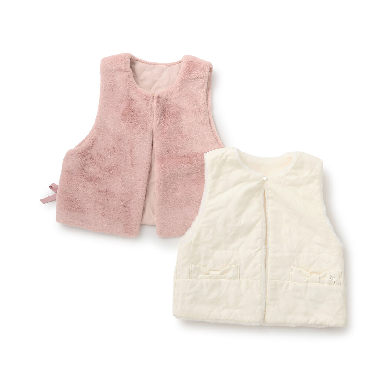 [Reversible] Faux Fur & Quilted Vest,Off white, large image number 14